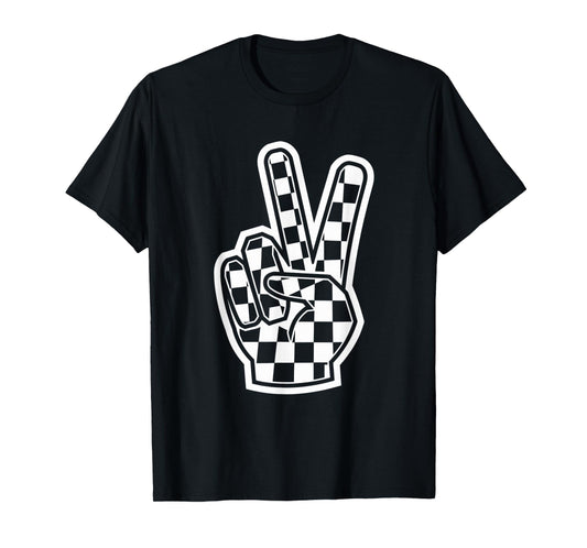 Peace Sing Checkered Hand Loving Toddlers Graphic Women Men T-Shirt