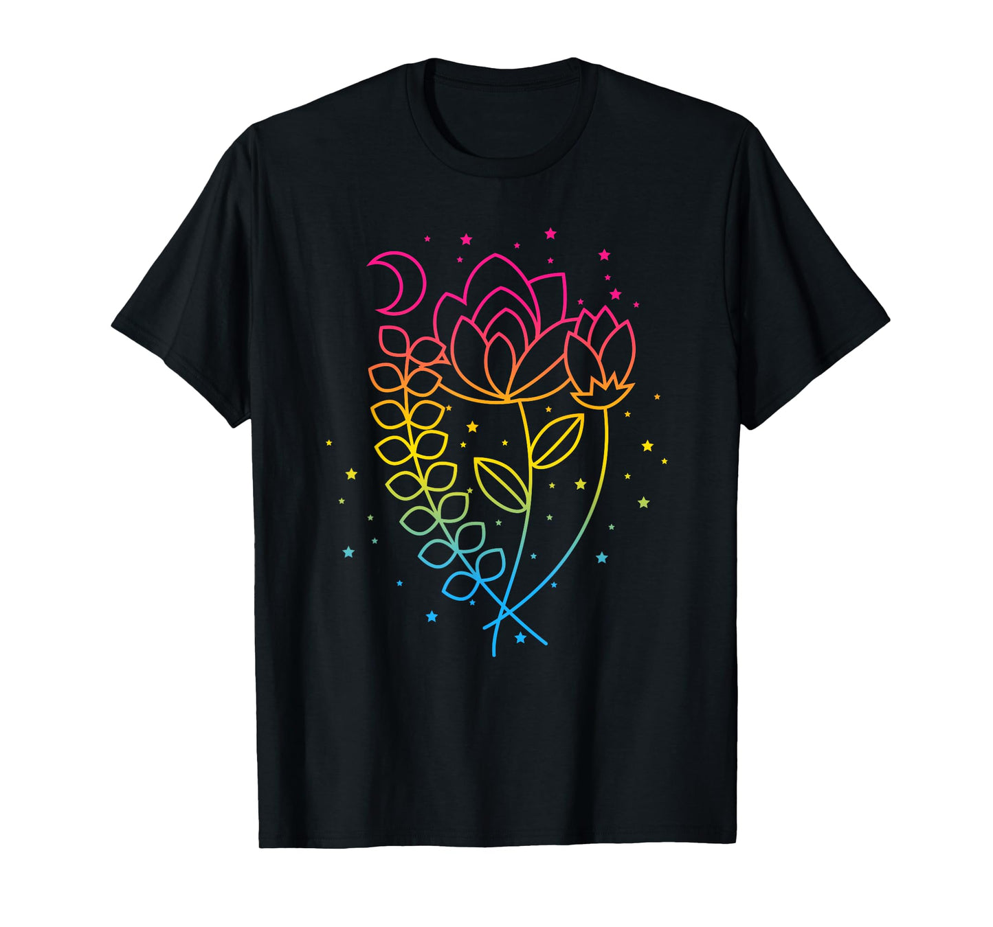 Pansexual Floral Pan Pride Flag Colors Subtle Boho Lotus T-Shirt