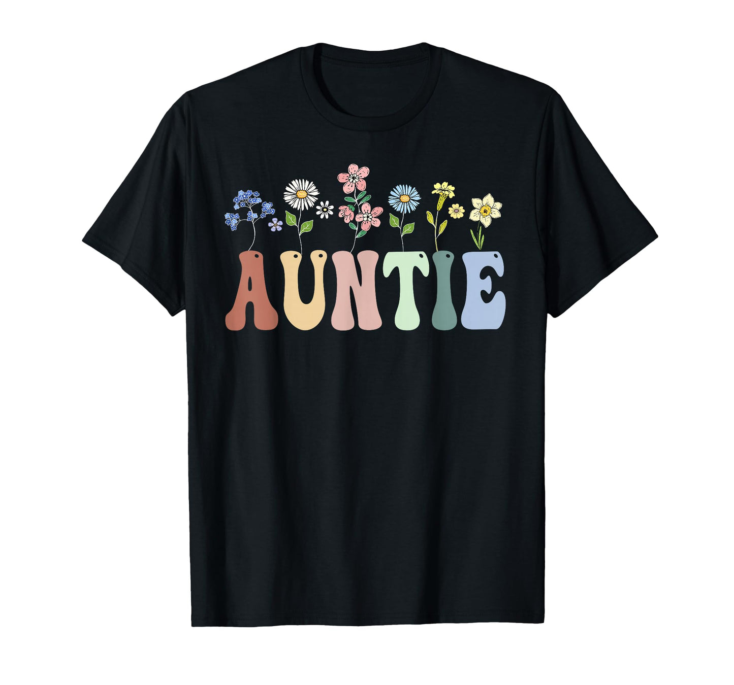 Auntie Gifts Women Wildflower Floral Design Auntie T-Shirt