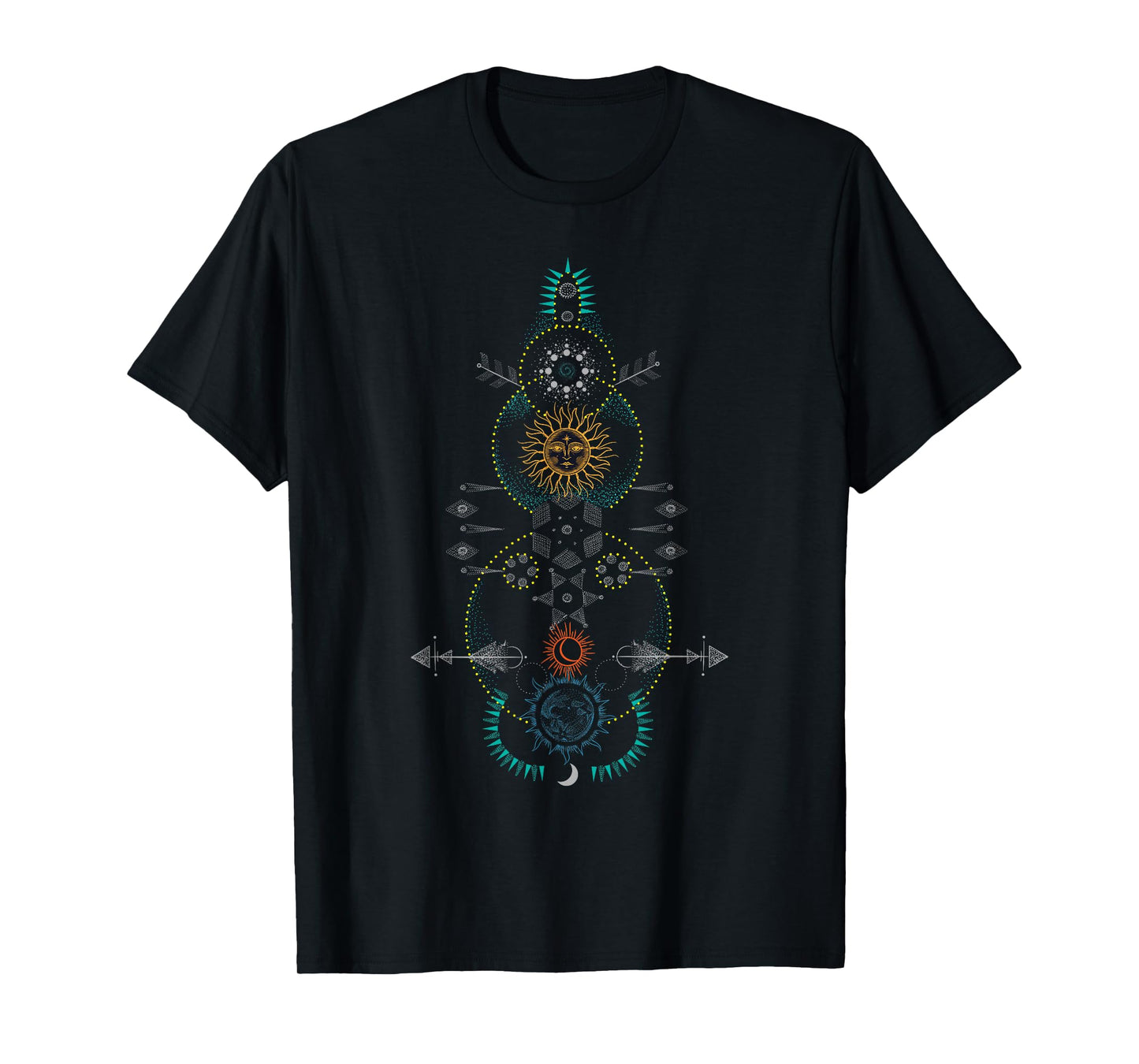 Sacred Geometry T-Shirt - Earth Sun and Moon T-Shirt T-Shirt