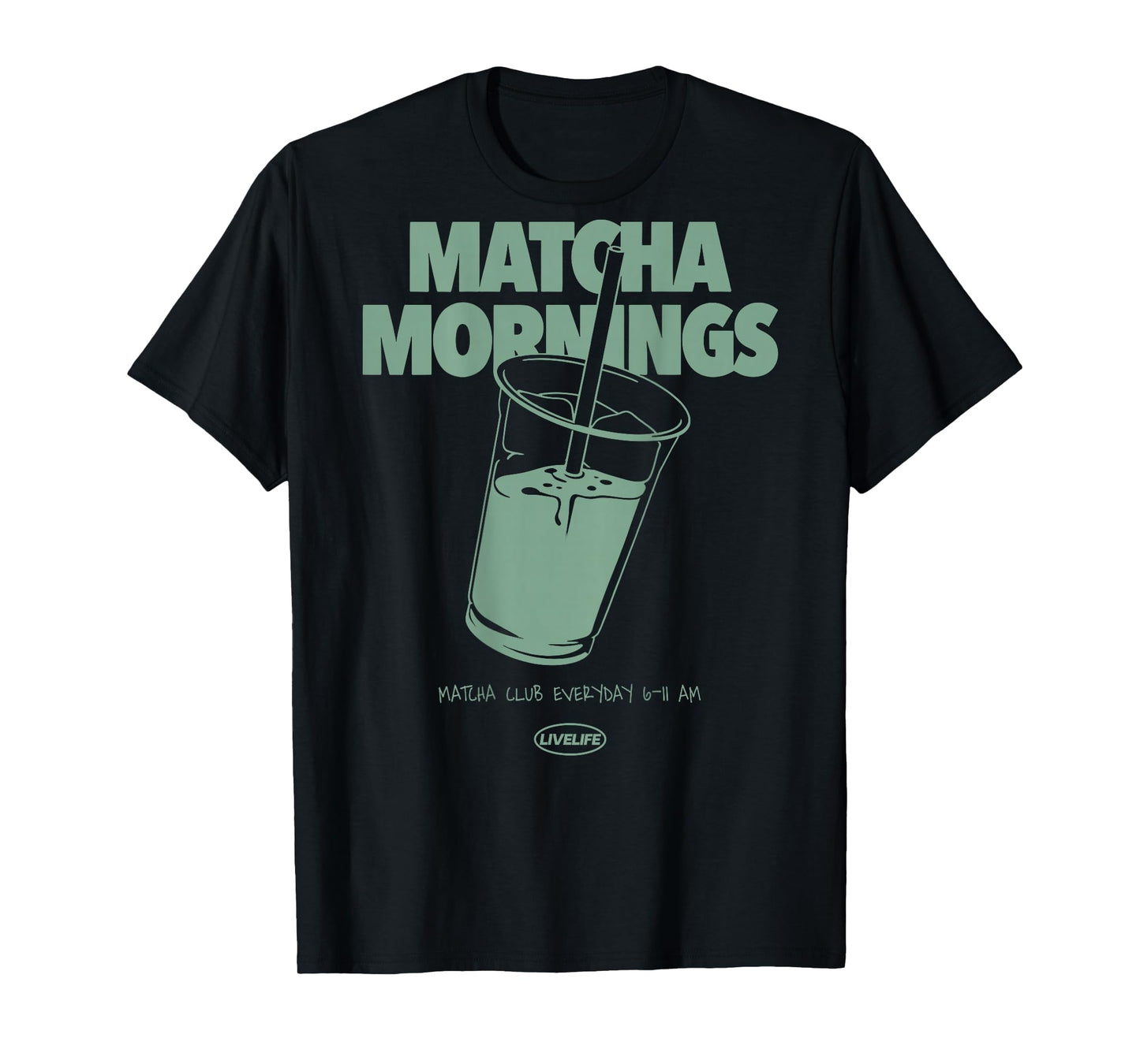 MATCHA MORNINGS X LIVELIFE Green Tea Matcha Latte Back T-Shirt
