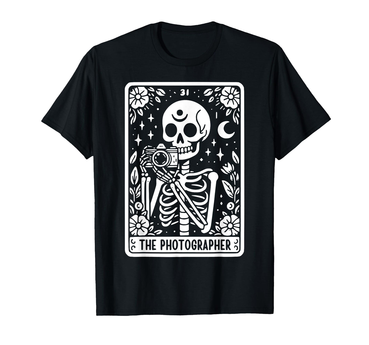 The Photographer Skeleton Tarot Card Photographer Cameraman T-Shirt