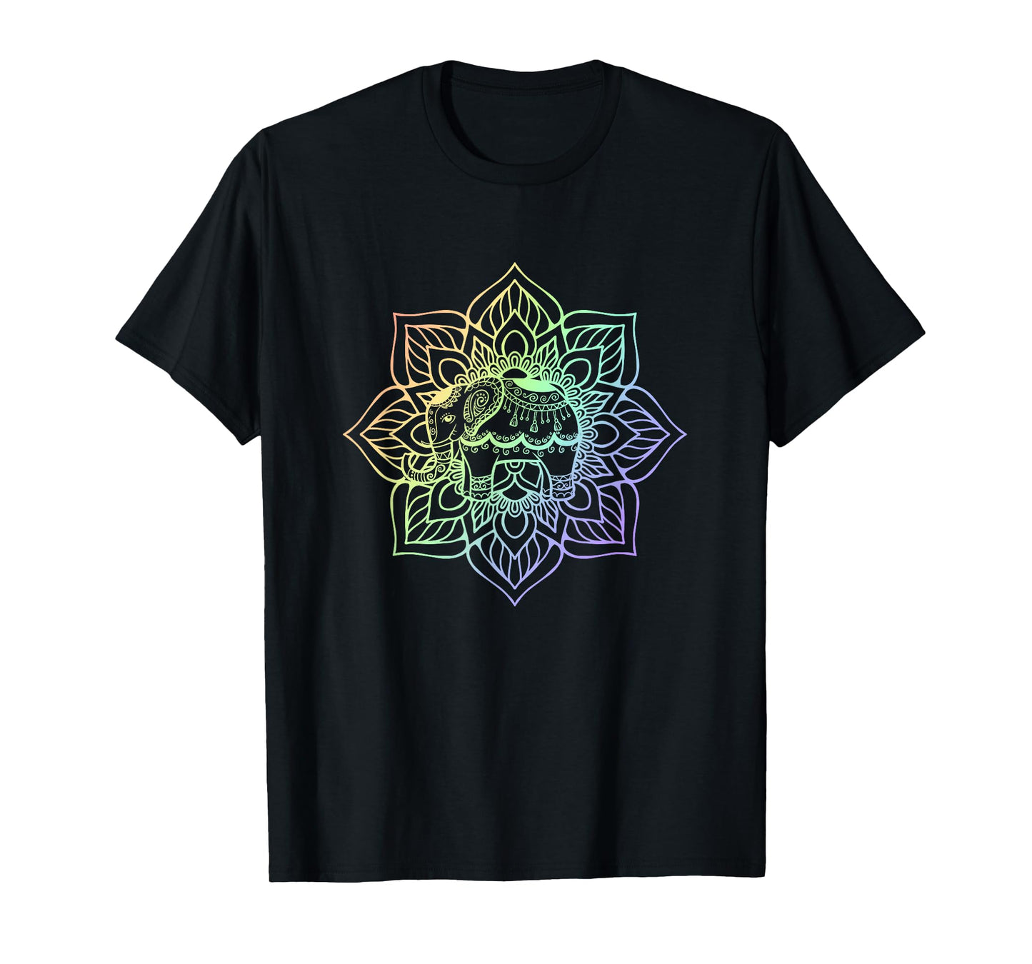 Rainbow Elephant Mandala | Spiritual New Age Buddhist Yoga T-Shirt