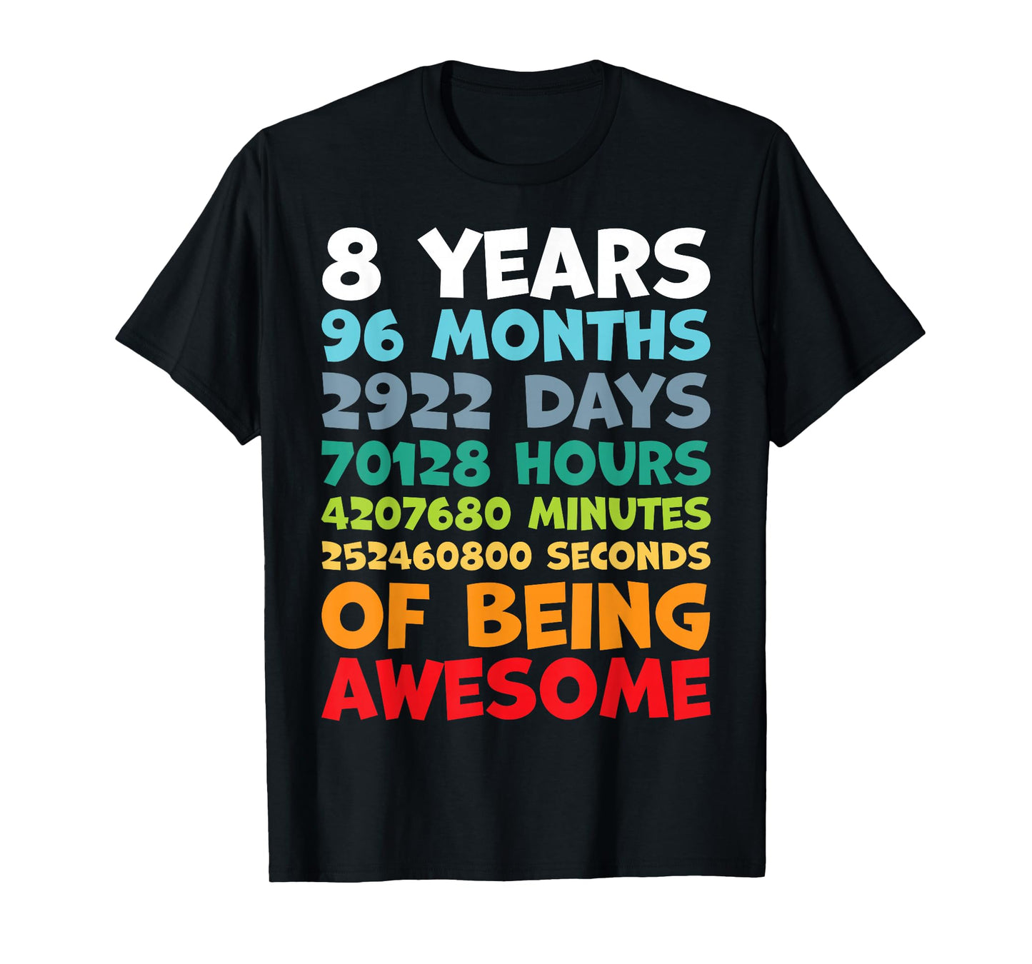 8 Year Old BDay Decorations Son Boy 8yr 8th Birthday T-Shirt