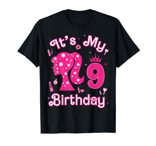 Kids 9Th Birthday Girl Doll 9 Years Old Birthday Girl Party T-Shirt