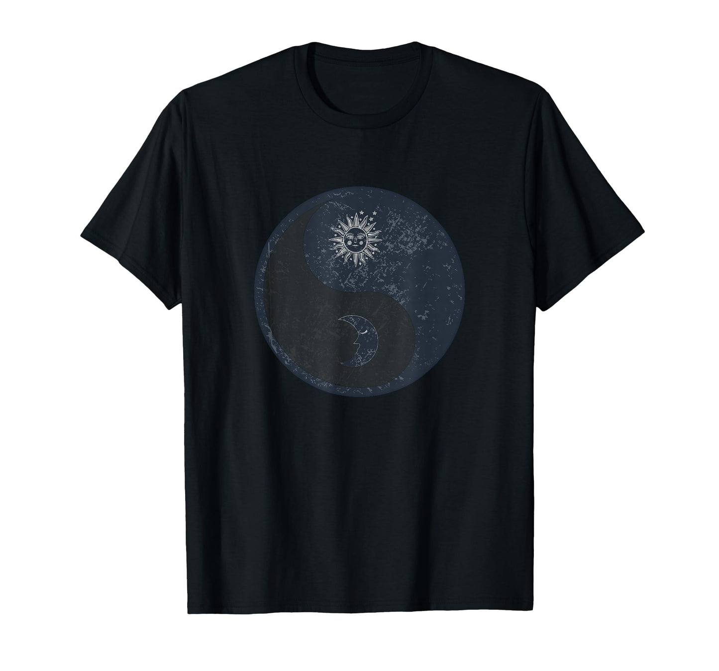 Meditation Yin Yang Sun Moon Distressed T-Shirt