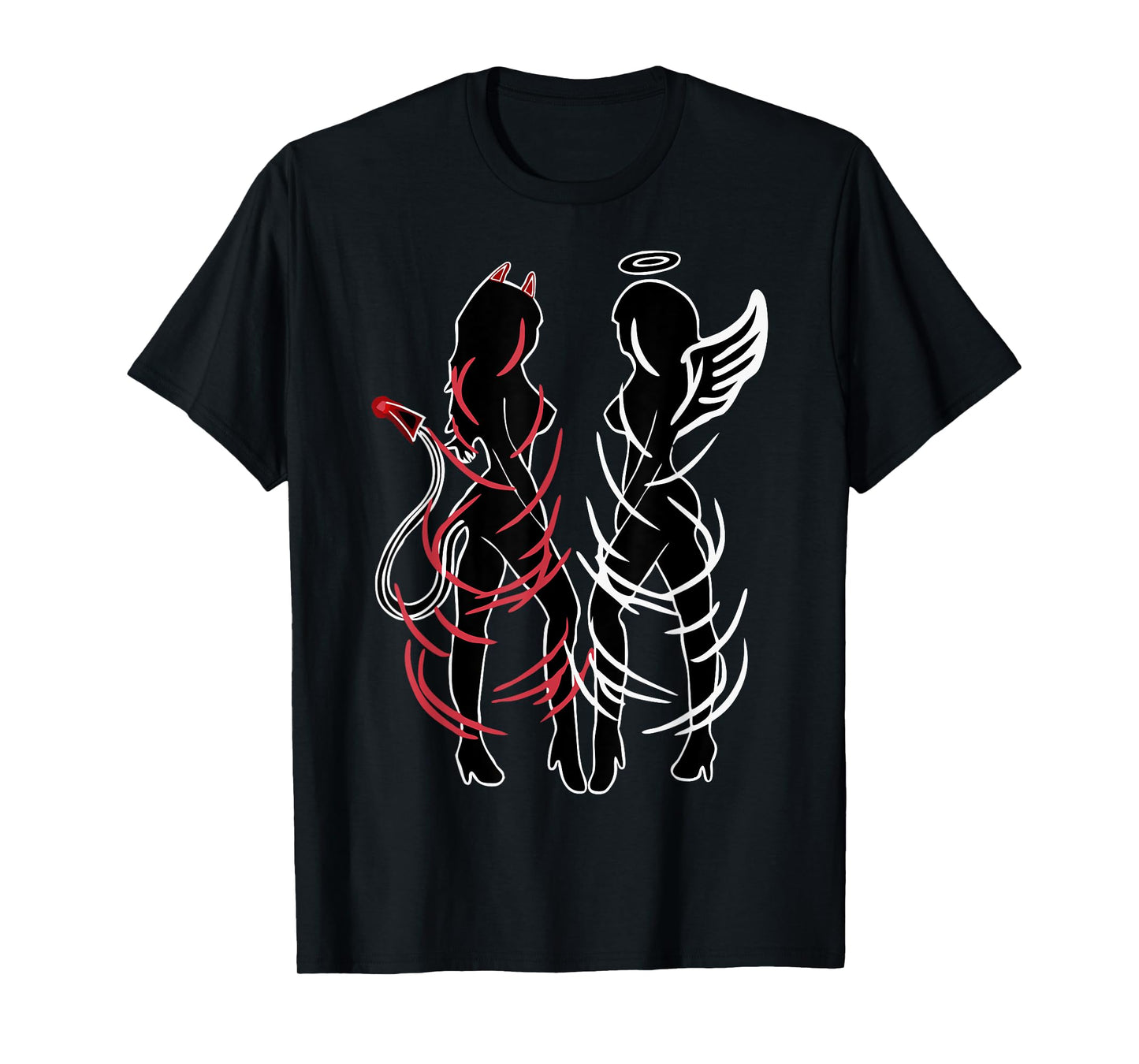 Sexy Women Illustration Duality Symbol Devil And Angel Girls T-Shirt