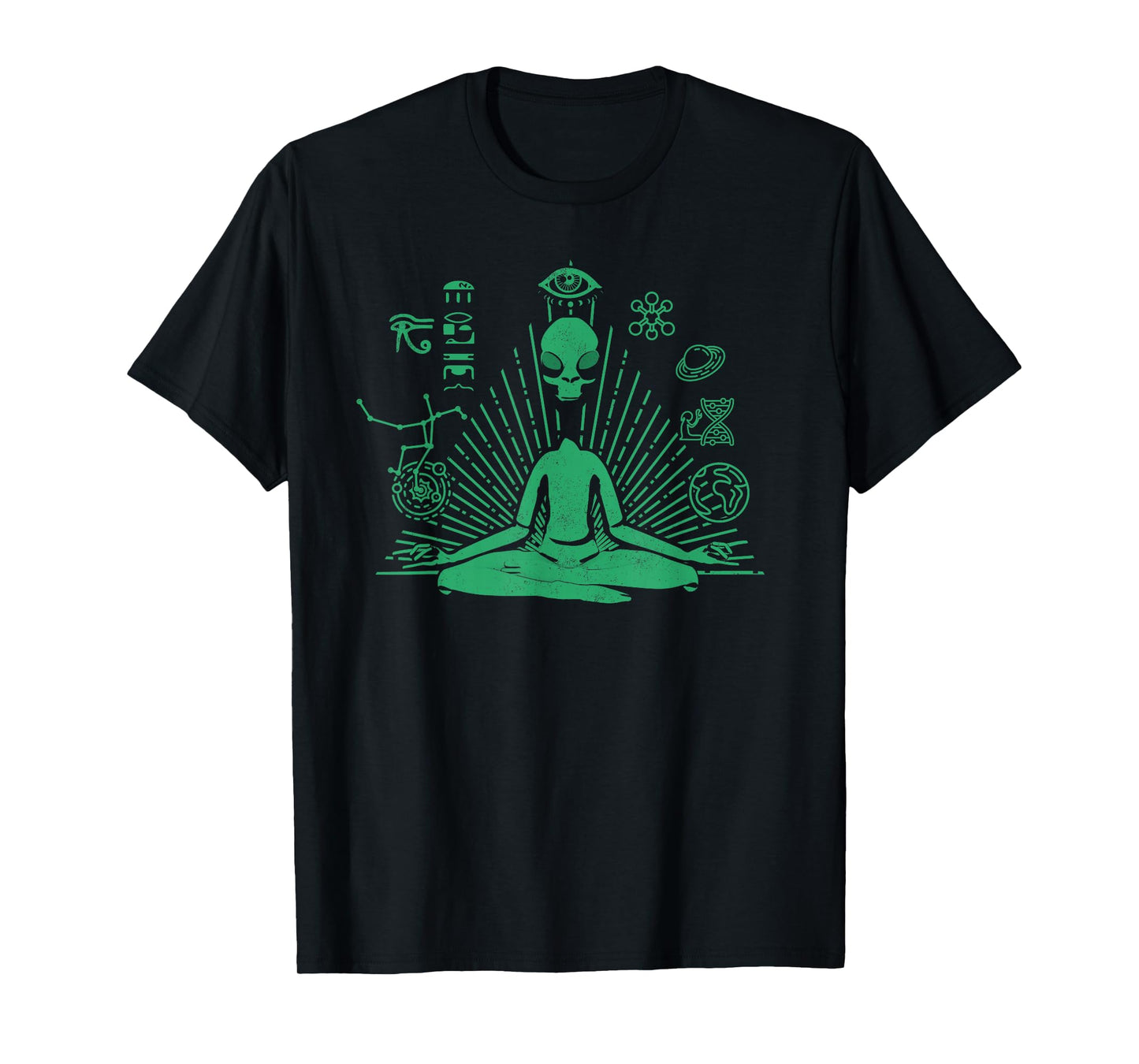 Green Alien Shirt UFO Zen Yoga Meditation Funny T-Shirt