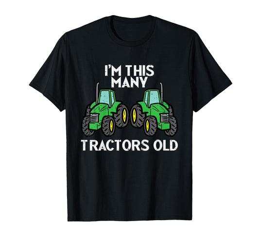 Kids 2nd Birthday Im This Many Tractors Old 2 Toddler Boys Kids T-Shirt
