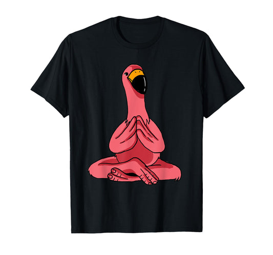 Meditating Exercise Tropical Animal Gift Men Women Cute Yoga Flamingos Funny Pink Water Bird Meditation Lovers Unisex-Adults, Unisex-Kids T-Shirt