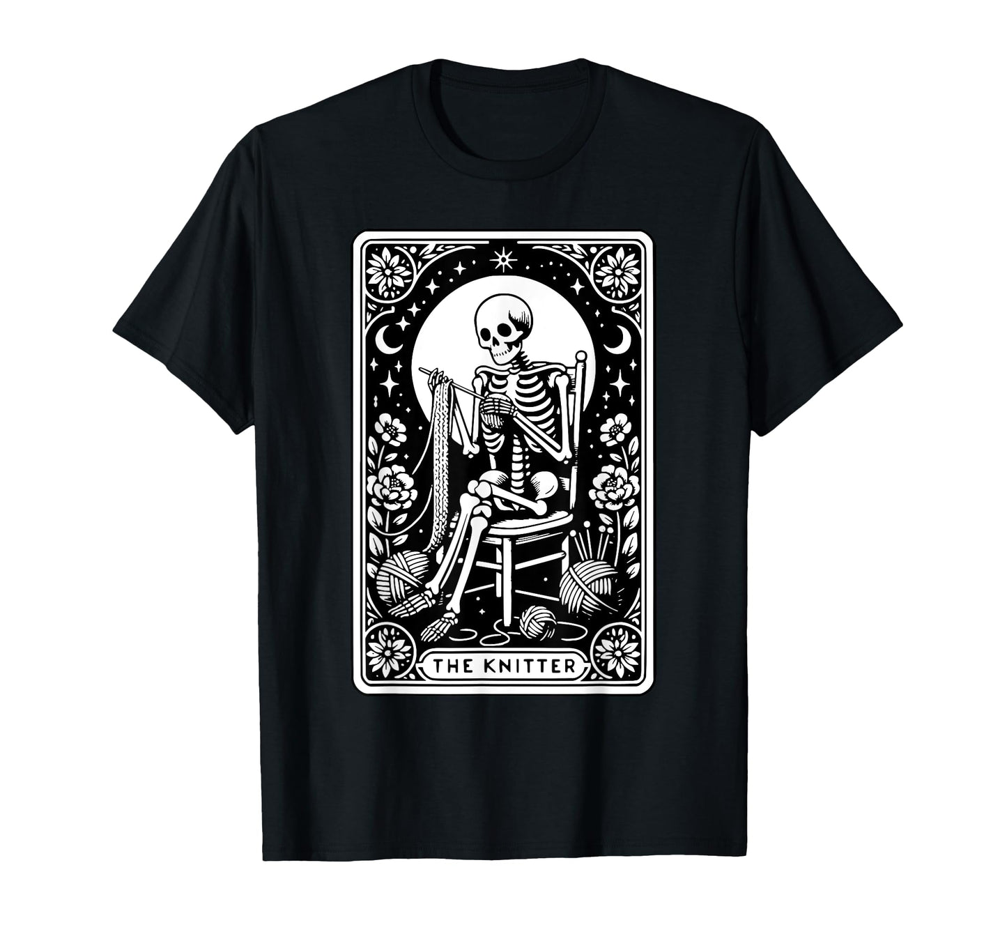 The Knitter Tarot Card Funny Knitting Skeleton Crochet Lover T-Shirt