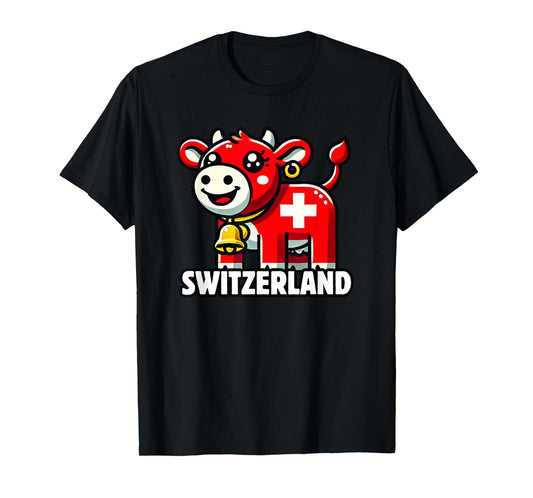 Swiss Cow Flag Switzerland Cute Swiss Alps T-Shirt