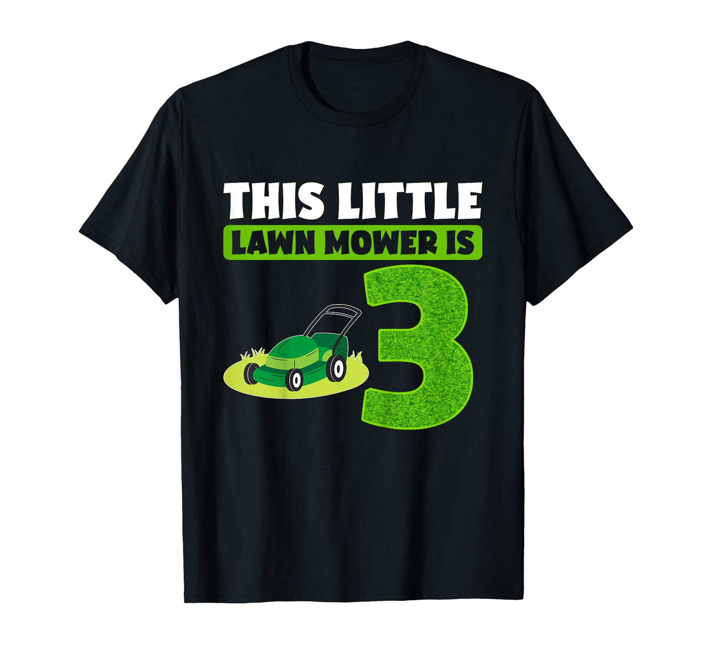 Kids 3rd Lawn Mower Birthday Party Three Year Old Boy Lawn Mowing T-Shirt