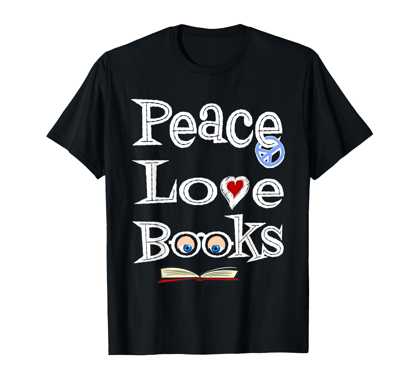 Peace Love Books T-Shirt Geeky Cute Book Nerd Gift