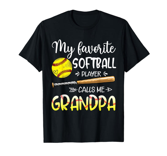 Softball My Favorite Softball Player Calls Me Grandpa T-Shirt