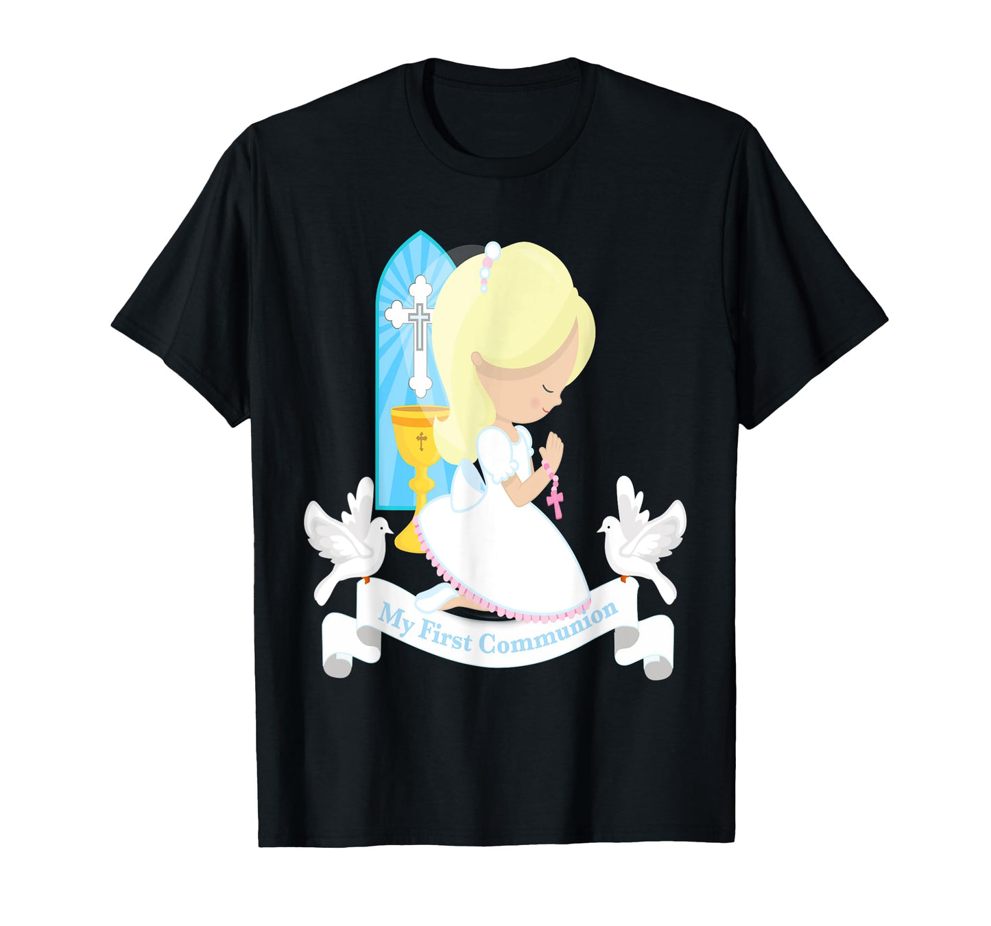 My First Communion Shirt Gift Cute Kids Daughter Girl Blonde T-Shirt