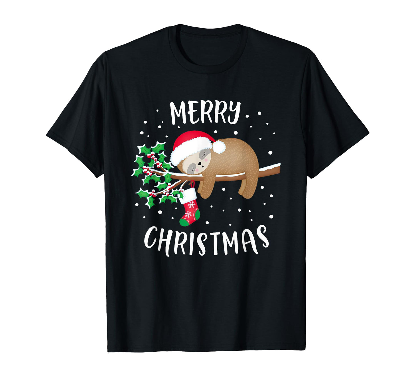 Merry Christmas Cute Sloth Xmas Outfit Matching Family T-Shirt