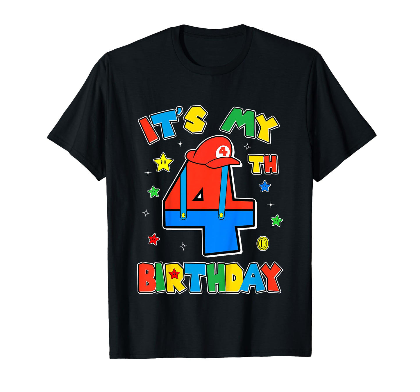 Kids 4th Birthday Boy Super Gamer Gaming Theme B-day Party Boys T-Shirt