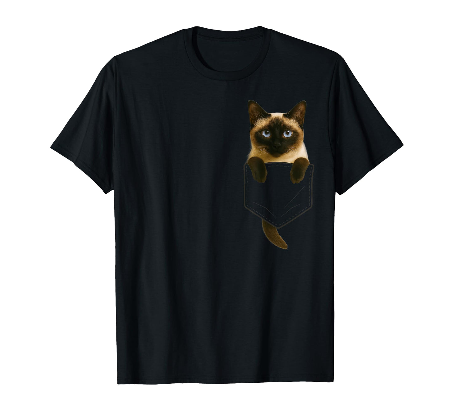 Siamese Cat Pocket Funny Gifts Cat Mom Cat Dad Cat Lover T-Shirt