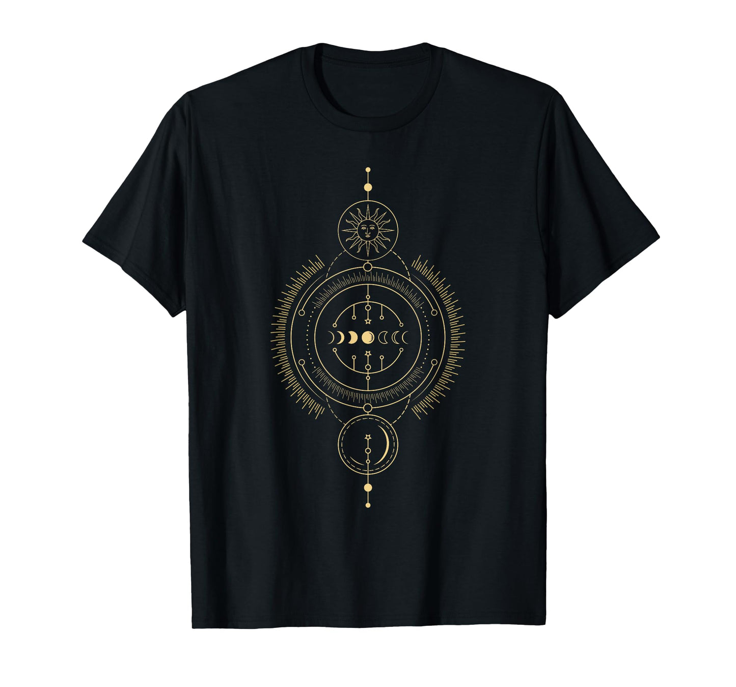 Earth Sun Moon Phases Sacred Geometry Geometric Art T-Shirt