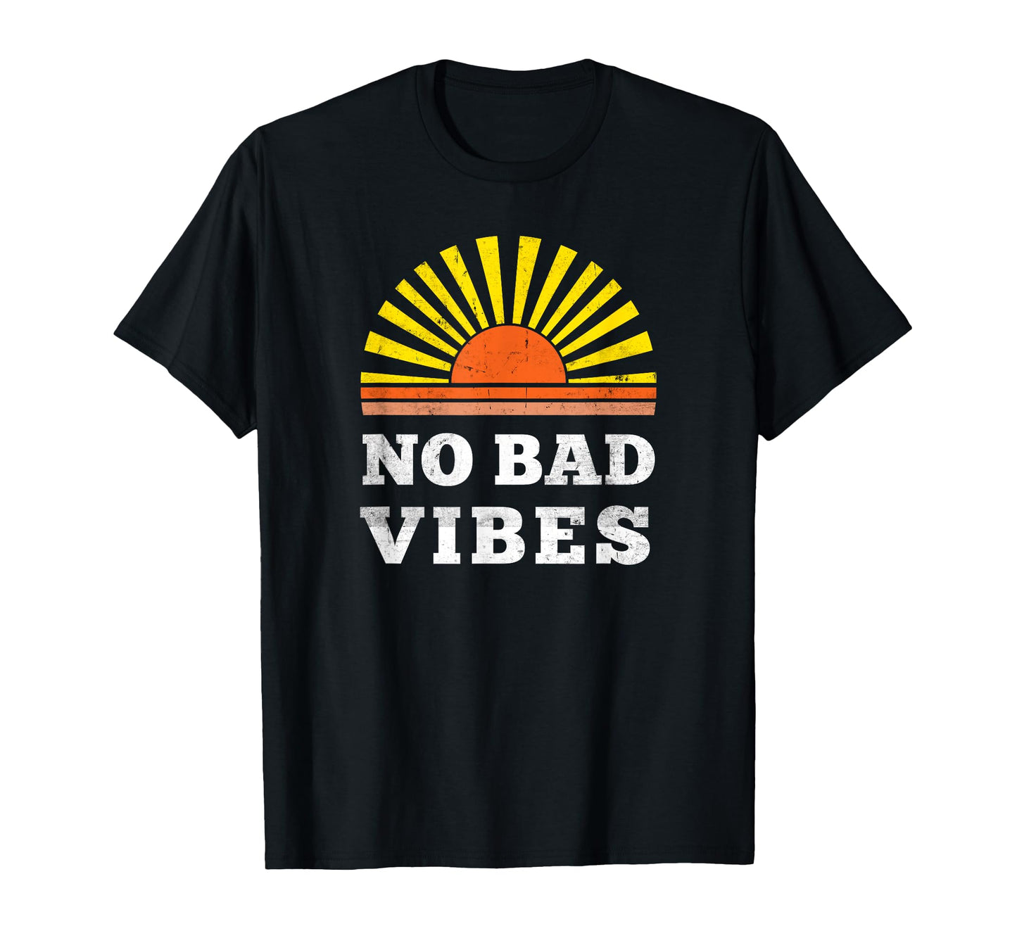 No Bad Vibes Retro Summer Sunset Think Positive Wellbeing Men Women Kids T-Shirt