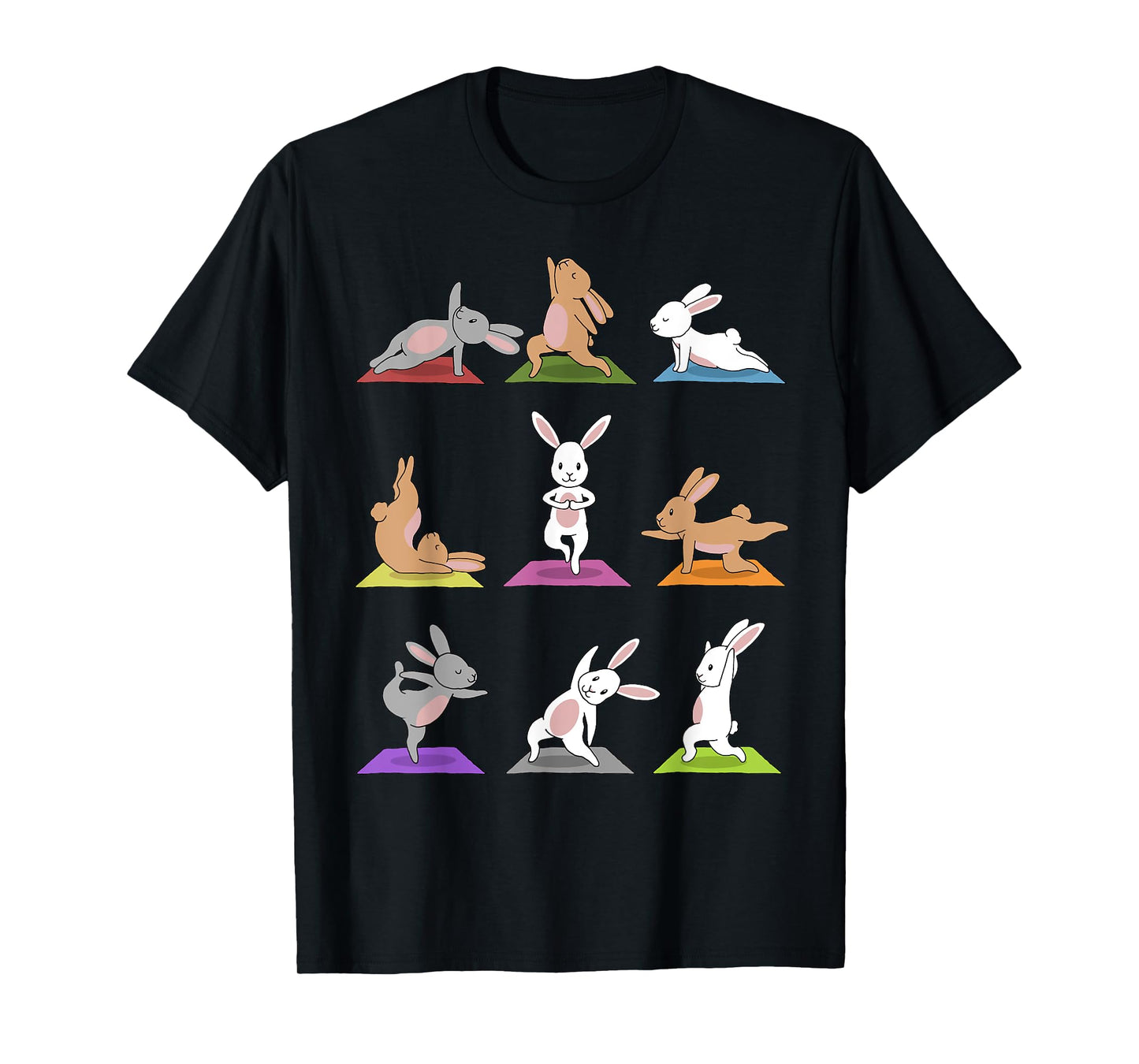 Bunny Yoga Funny Rabbits In Yoga Poses On Meditation Mats T-Shirt