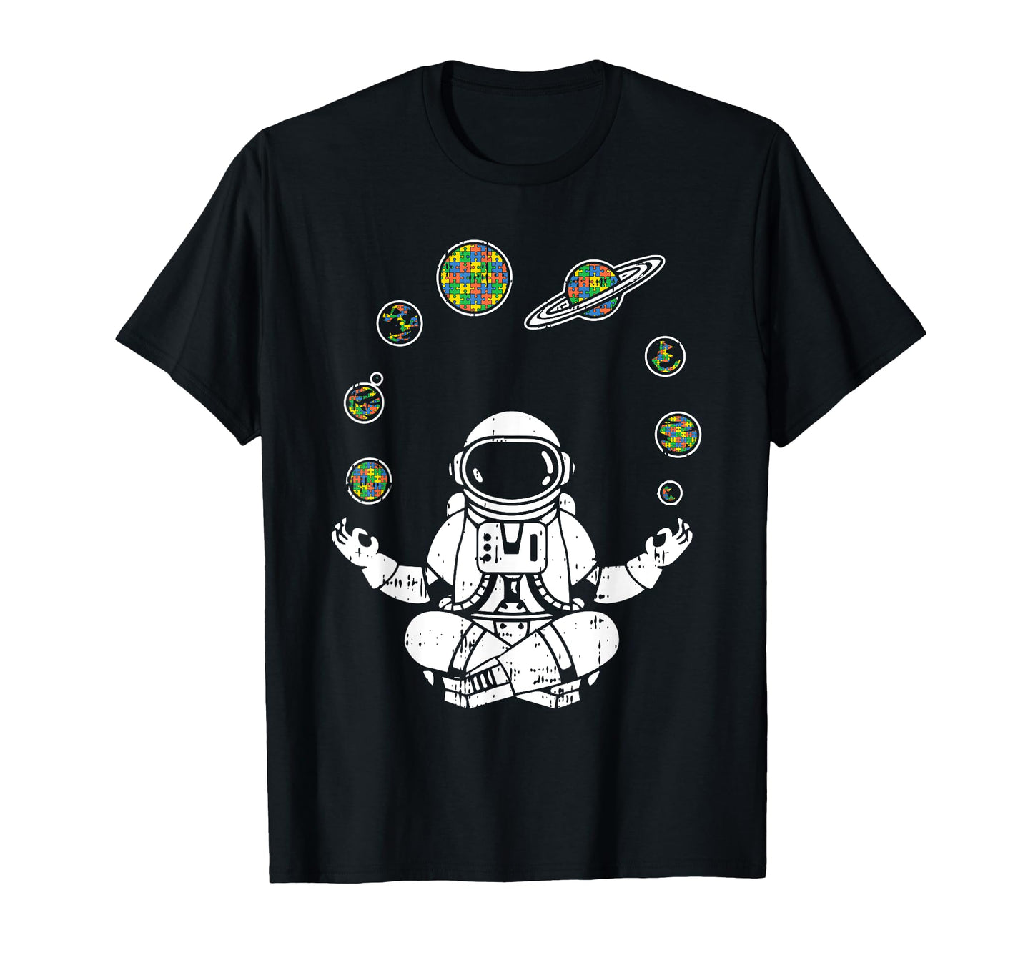 Yoga Astronaut Space Planets Autism Awareness Gifts For Mom T-Shirt