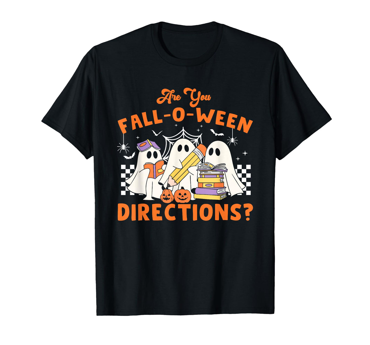 Retro are You Fall O Ween Directions Teacher Halloween Ghost T-Shirt