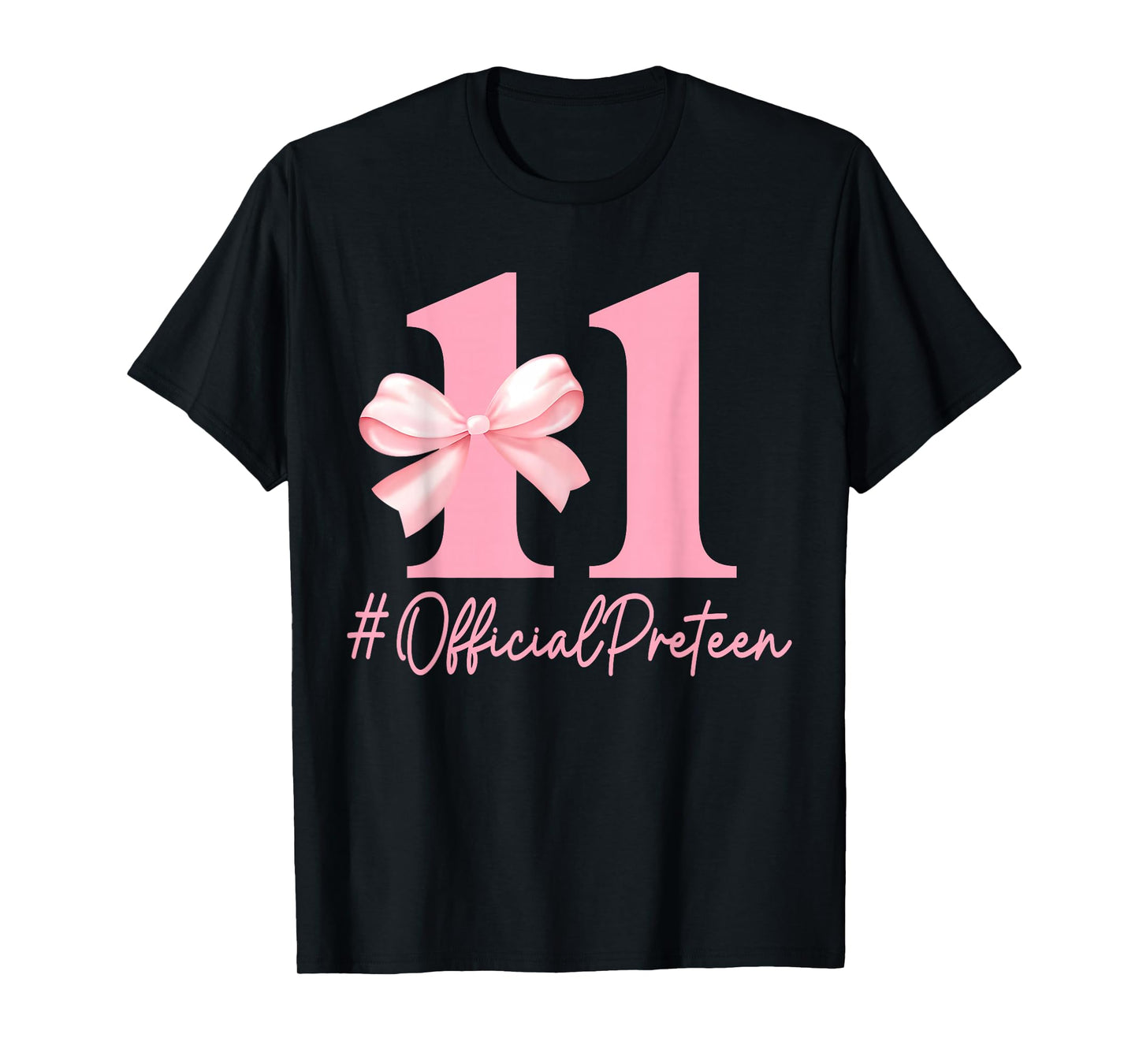 Birthday Girl Pink Coquette Bow 11 Year Old Aesthetic Girly T-Shirt