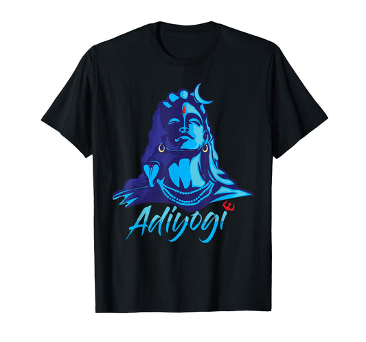 Adiyogi or Adhi Yogi Shiva Mahadev Blue Hindu Maha Shivratri T-Shirt
