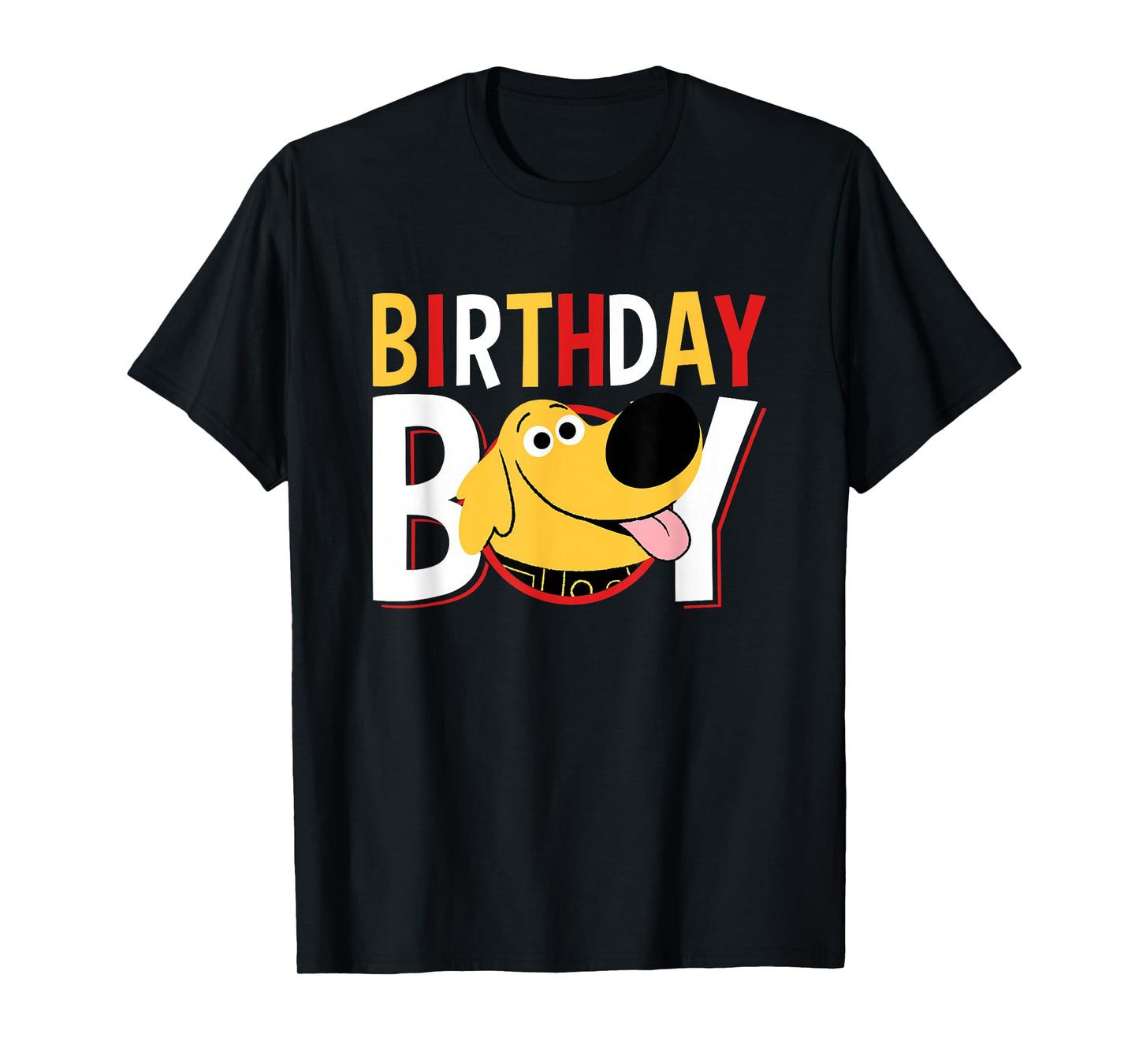 Disney Pixar Up Birthday Boy Cute Dug Big Chest Text Logo T-Shirt