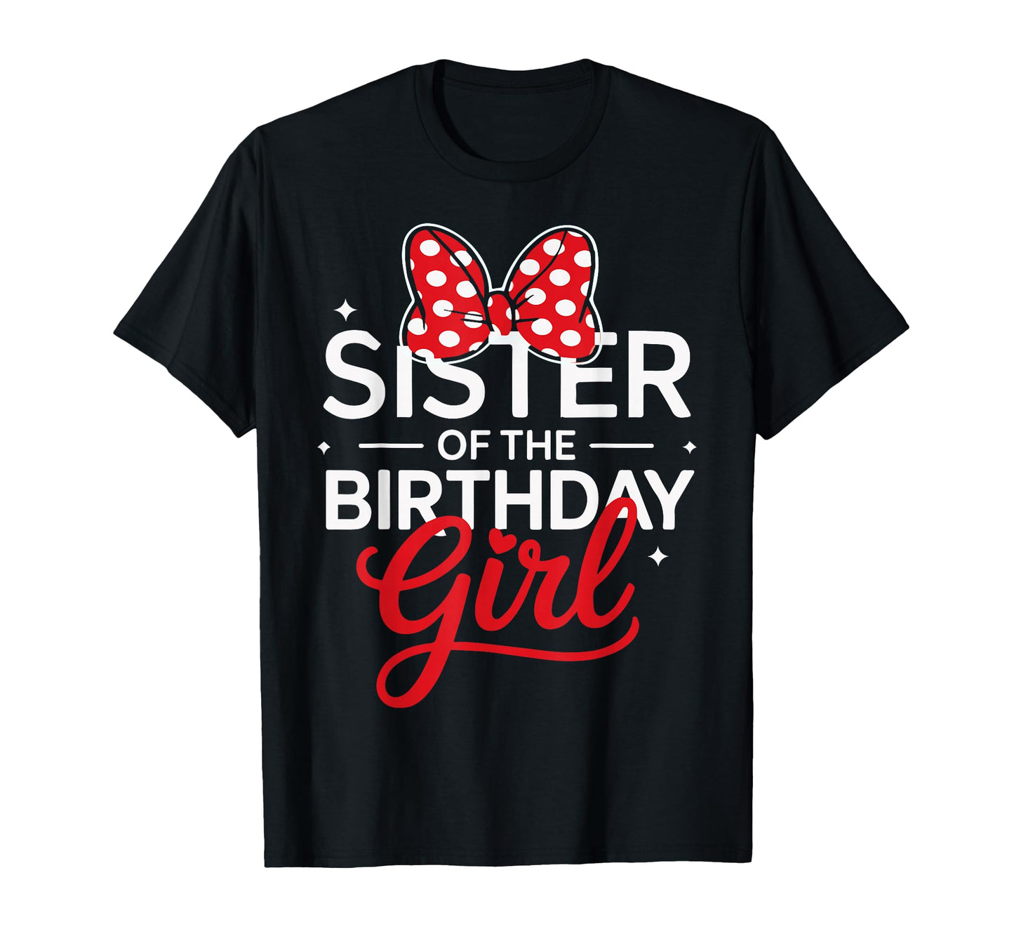 Sister Of The Birthday Girl Cute Pink Family Matching Bow T-Shirt