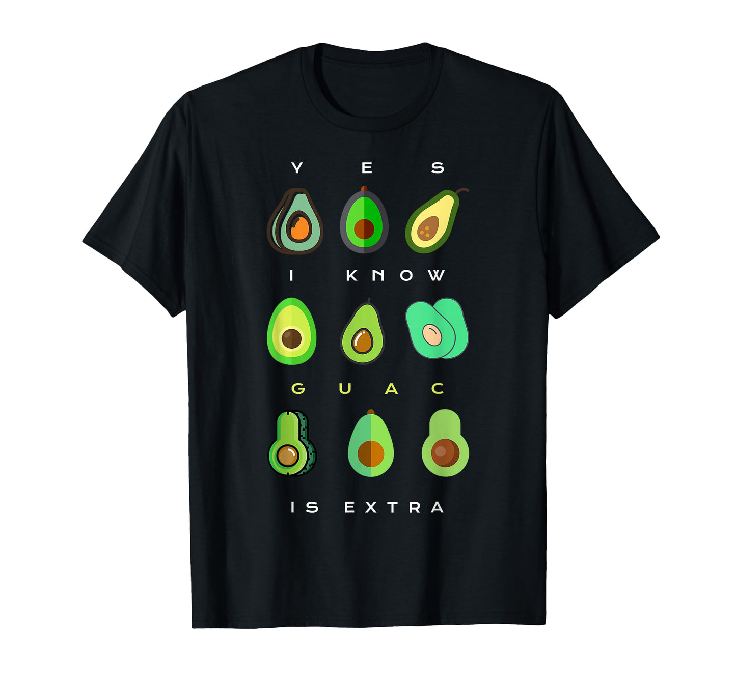 Yes I Know Guac Is Extra Funny Avocado Guacamole T-Shirt