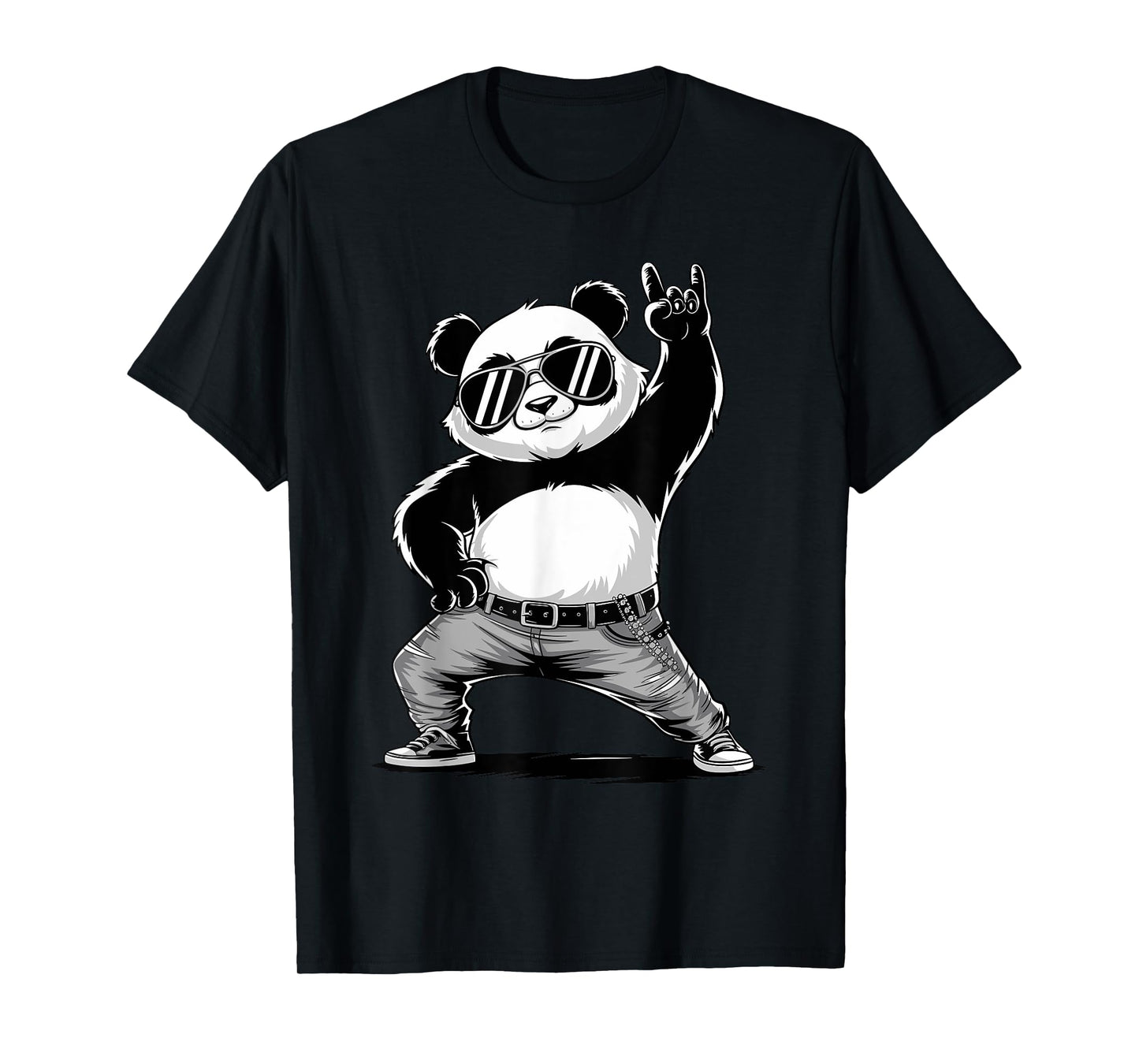Retro Panda Rock Music Men Kids Women Panda Lover Costume T-Shirt