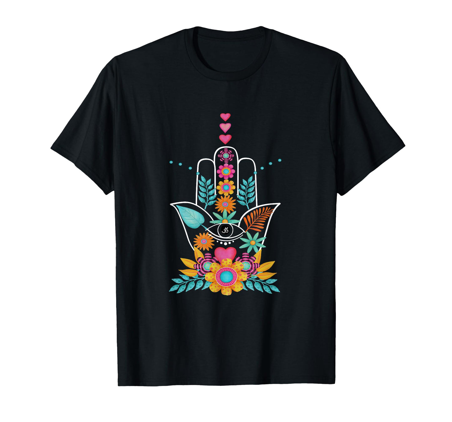 Hamsa Evil Eye Hand Of Fatima Flowers Protection Symbol Gift T-Shirt