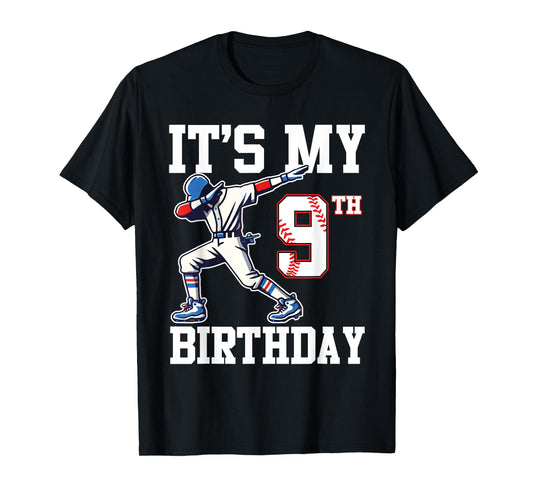 It's My 9th Birthday Baseball 9 Years Old Birthday Boy Girl T-Shirt