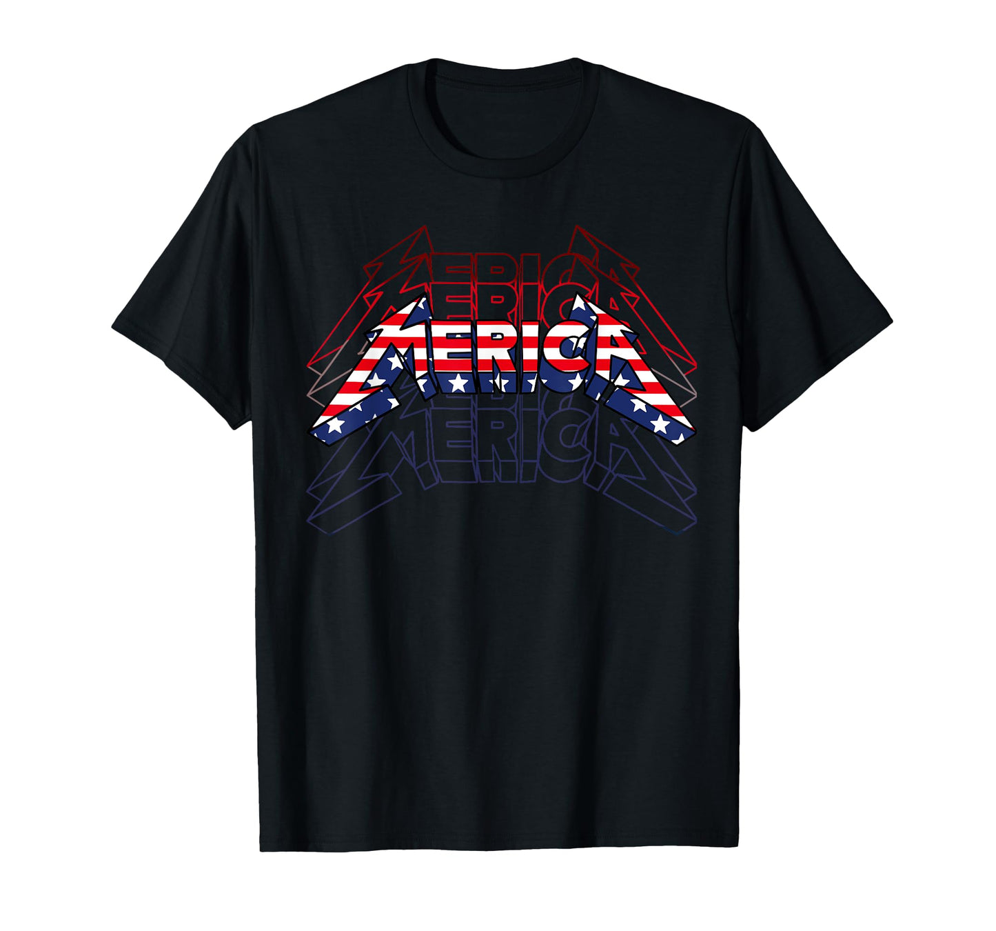 Merica Rock Sign 4th of July Vintage American Flag Funny USA T-Shirt for Women Kids Men