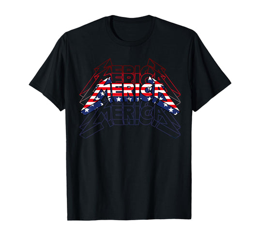 Merica Rock Sign 4th of July Vintage American Flag Funny USA T-Shirt for Women Kids Men