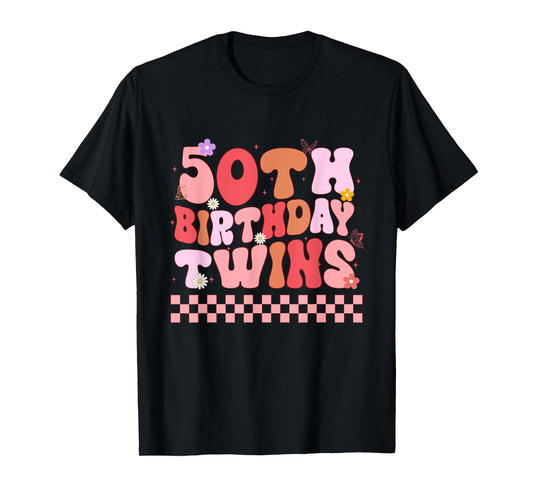 50th Birthday Twins 50 years old Matching Sibling Birthday T-Shirt