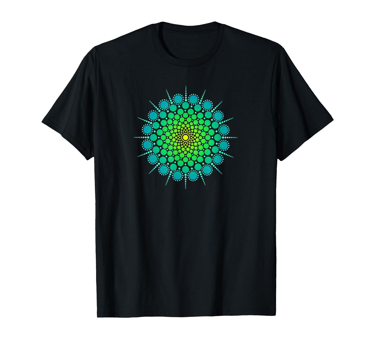 Zen Yoga Meditation Mehndi Dot Mandala Turquoise Blue Green T-Shirt