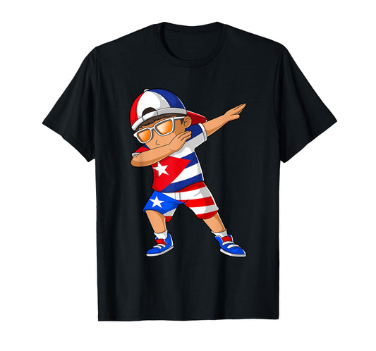 Half Cuban Half Puerto Rican Boy Kid Cuba Puerto Rico Flag T-Shirt