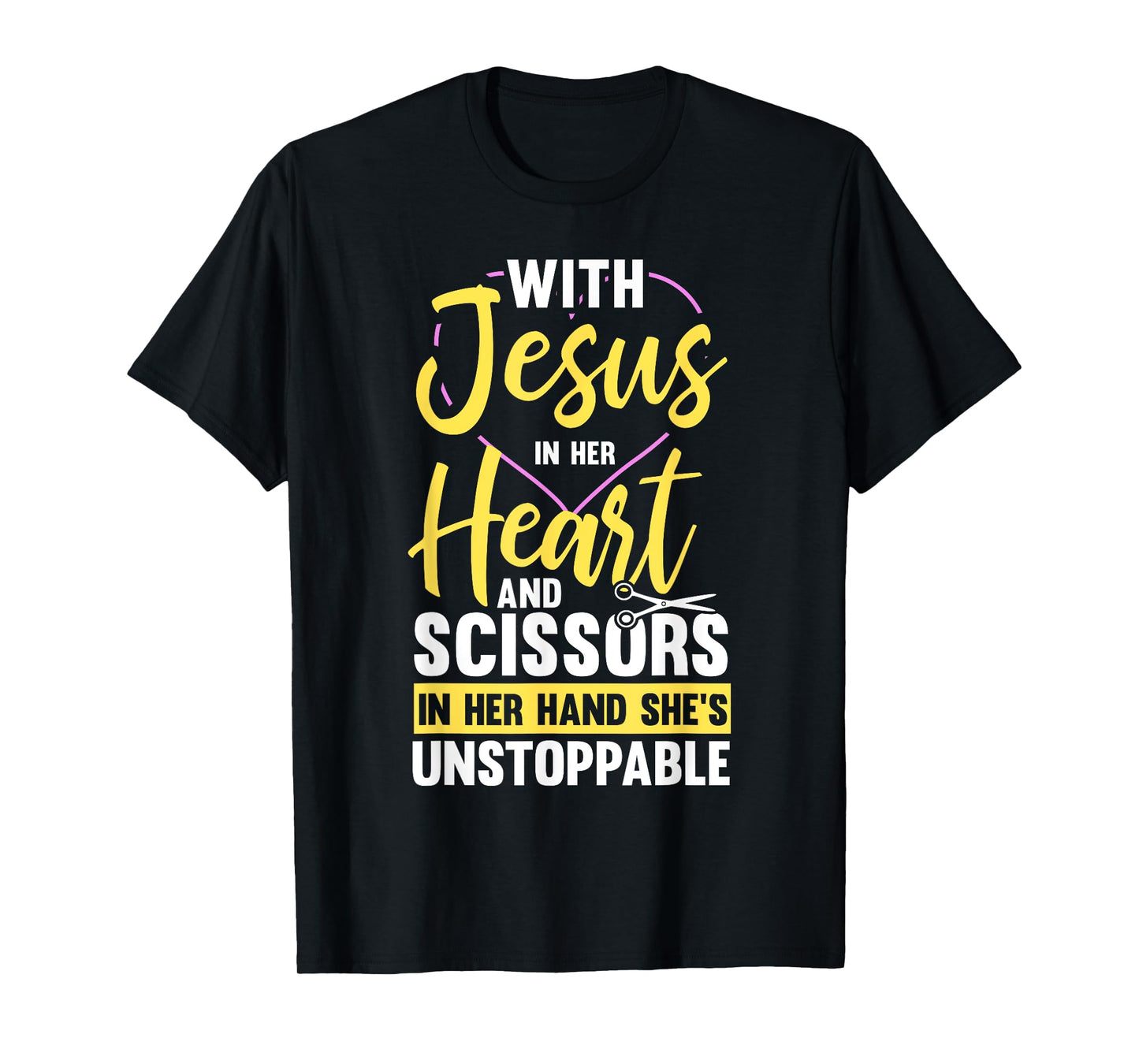 Hairdresser Shirt Jesus In Heart Scissor Hairstylist T-Shirt