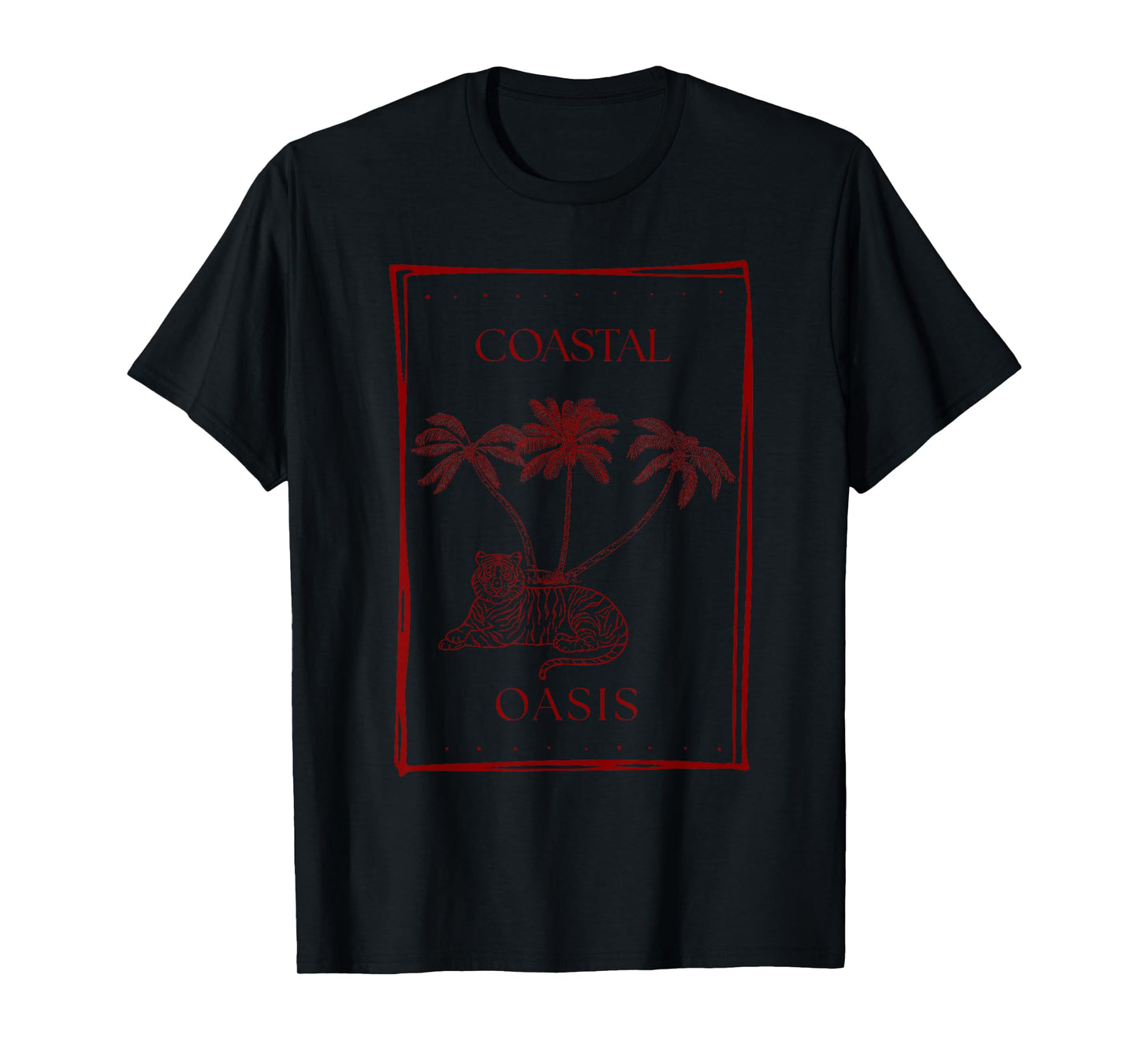 Summer Tropical Coastal Oasis Coconut Trees Tiger Beach Wave T-Shirt