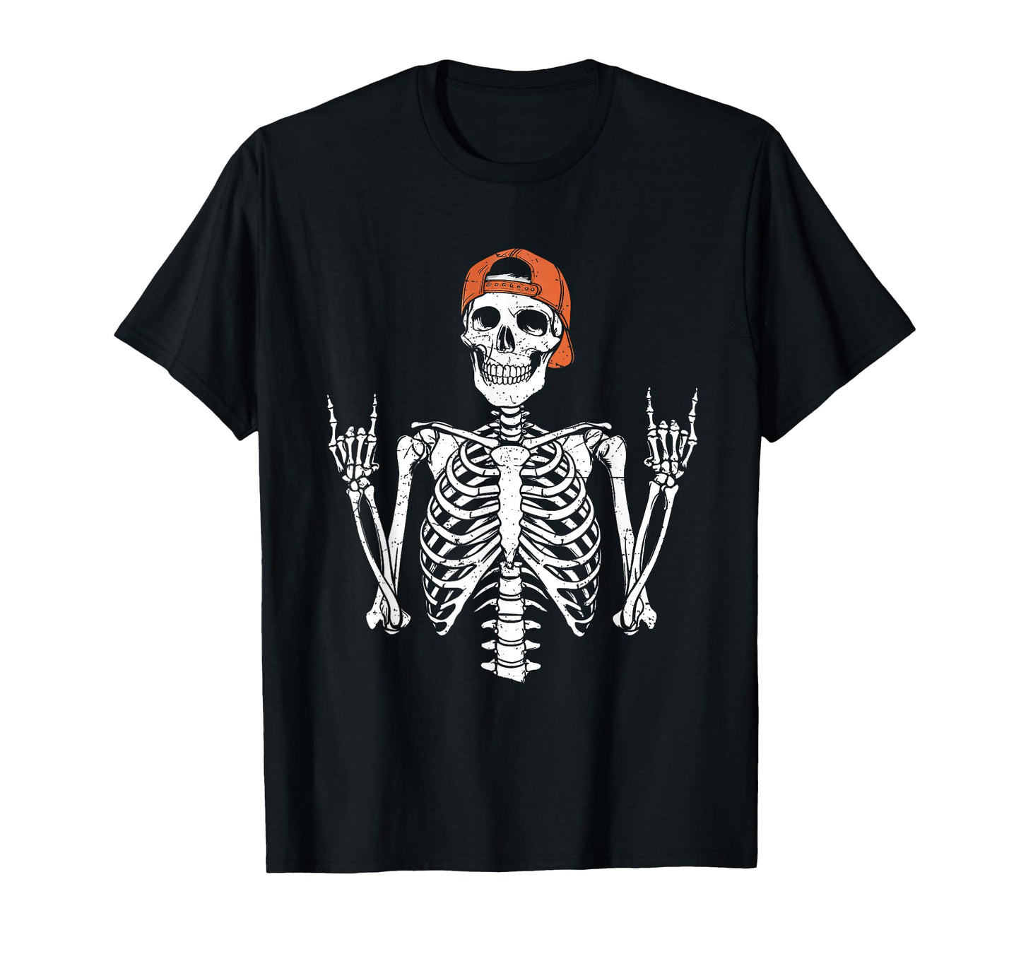 Rocker Skeleton Cap Skater Halloween Rock Mens Boys Kids T-Shirt