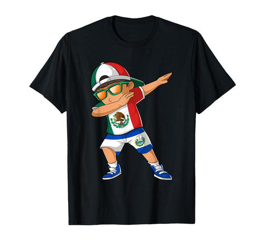 Half Mexican Half Salvadoran Boy Mexico El Salvador Flag T-Shirt