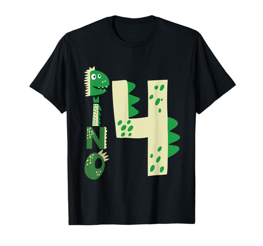 Dino Four Birthday Dinosaur 4th Birthday Boy Girl T-Shirt