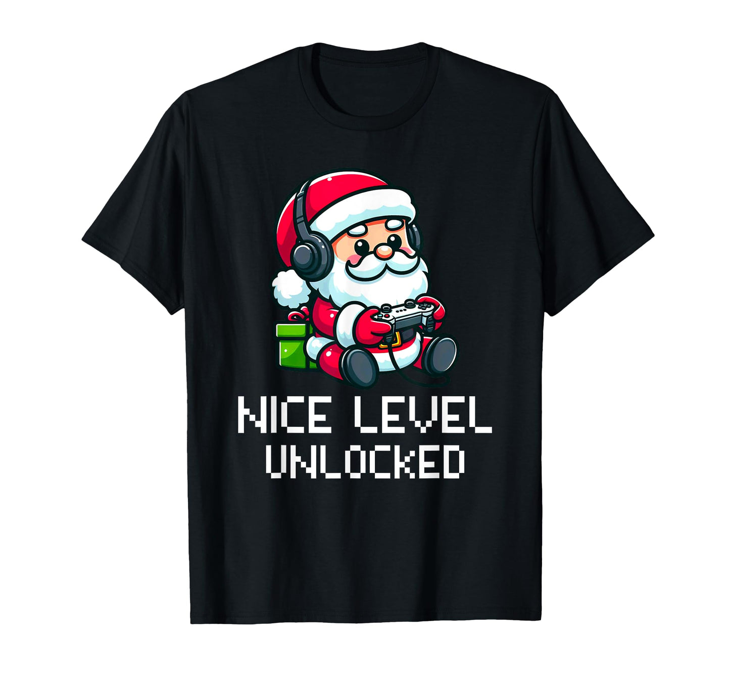 Santa Claus Playing Video Game Funny Nice Level Unlocked T-Shirt