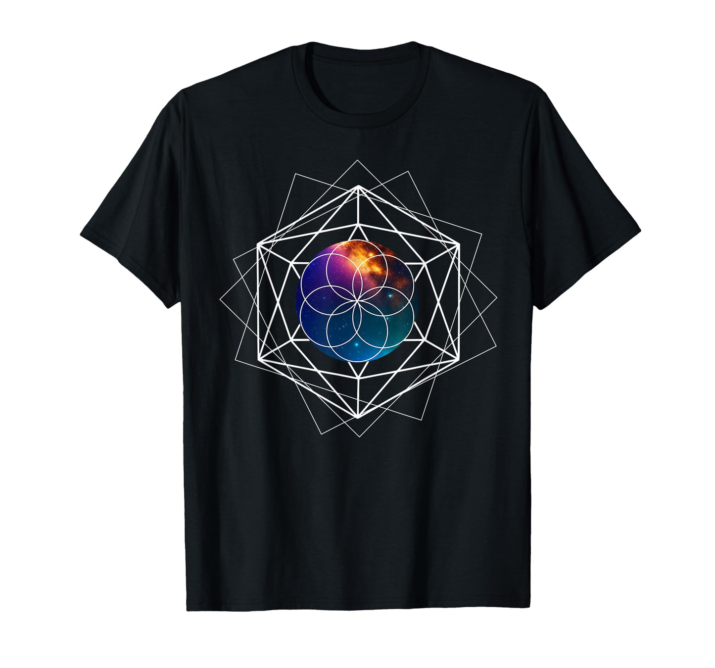Seed of Life Sacred Geometry Galaxy Metaphysical Yoga Reiki T-Shirt