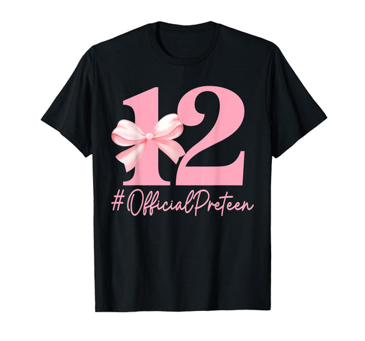 Birthday Girl Pink Coquette Bow 12 Year Old Aesthetic Girly T-Shirt