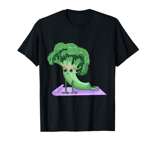 Cute Broccoli Yoga Pose Funny Yogi Broccoli Lover T-Shirt